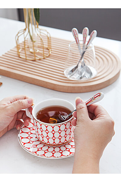 sharpdo European Stainless Steel Coffee Spoon Tea Spoon With Ceramic Handle