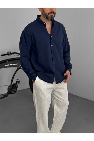 BYBASICMAN Navy Blue Fresh Fabric Basic Shirt G-5138/12