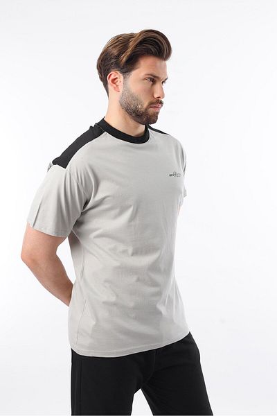 Madmext Gebrochenes graues bedrucktes Herren-T-Shirt mit Rundhalsausschnitt E7114