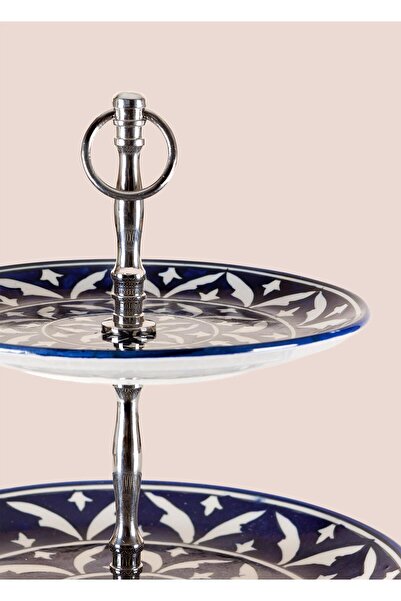 The Mia Corallo 2 Tier Cake Cake Service Blue 27X22X31 cm