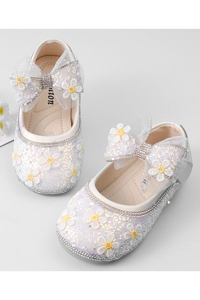 Mark & Mia Mark & Mia Floral Embellished and Bow Detail Party Shoes - Silver