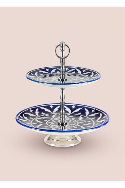 The Mia Corallo 2 Tier Cake Cake Service Blue 27X22X31 cm