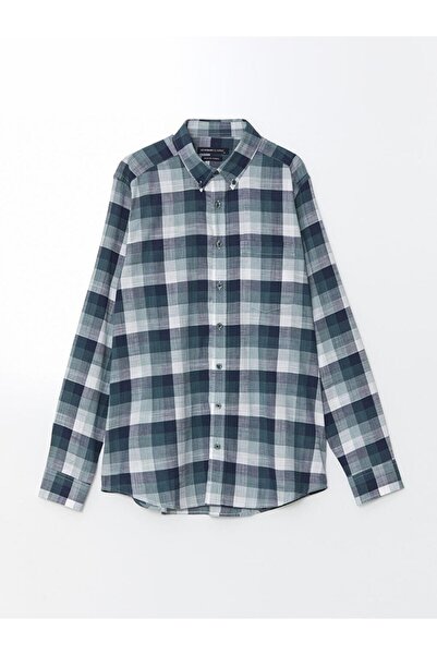 LC Waikiki Ανδρικό πουκάμισο με μακρυμάνικο καρό ποπλίνα κανονική εφαρμογή