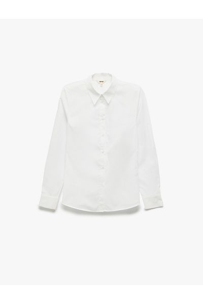 Koton Βαμβακερό μακρυμάνικο πουκάμισο Basic Poplin Γυναικείο πουκάμισο