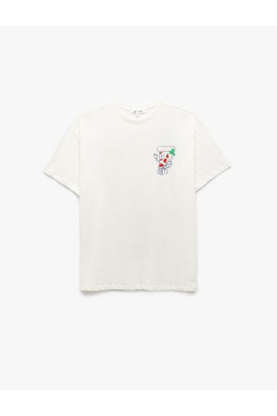 Koton Back Printed Crew Neck Short Sleeve Oversize T-Shirt