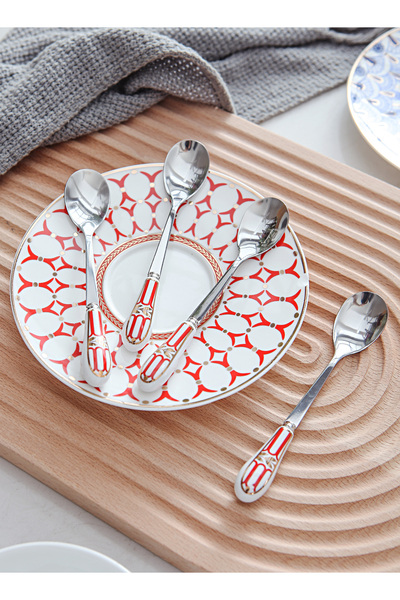 sharpdo European Stainless Steel Coffee Spoon Tea Spoon With Ceramic Handle