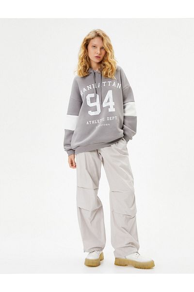 Koton Relaxed Fit Raster College Sweatshirt - Hoodie and Color Block