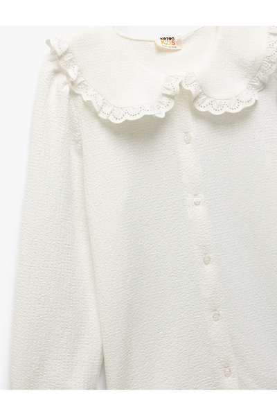 Koton Βρεφική μπλούζα με μακρυμάνικο γιακά με βολάν με λεπτομέρειες