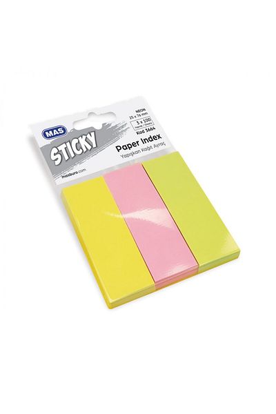 Mas Neon 3 Color 3664 Sheets Paper Marker - 25Mmx76Mm, 3X100