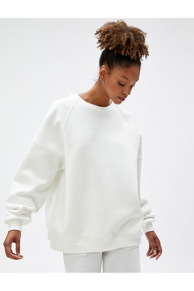 Koton Long Sleeve Oversize Sweatshirt - Crew Neck