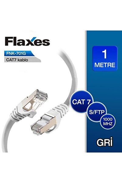 FLAXES Fnk-701g 1m Cat 7 Gri Patch Kablo