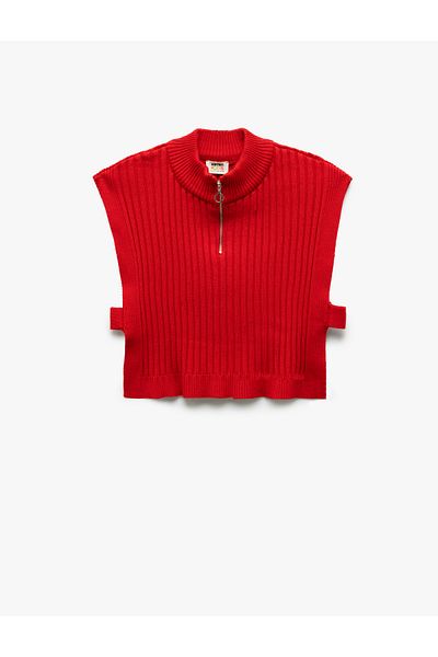 Koton Half Zipper Detailed Stand Collar Sleeveless Knitwear Sweater
