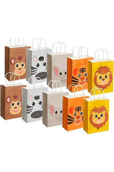 Generic Gift Bags, 10Pcs Cute Animals Jungle Safari Zoo Paper Bags with Handl...