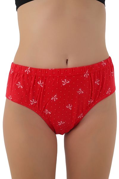 CENNETOĞLU Bow Patterned 100% Cotton Red High Waist Panties – Elegance and Naturalness!