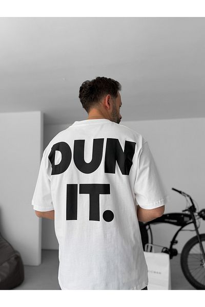 BYBASICMAN White Dun It Printed Oversize T-Shirt C-060