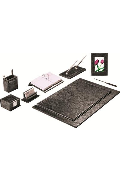 Gıpta 7129 Black Desk Mat Desktop Set - 9 Pieces