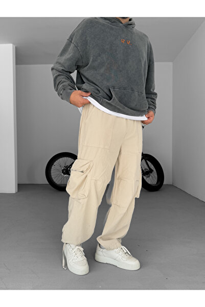 BYBASICMAN Stone Cargo Pocket Zip Thin Pants B-3023