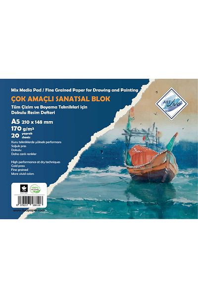 art liva Art Painting Notebook Textured Multi Technical A5 170gr 20yp