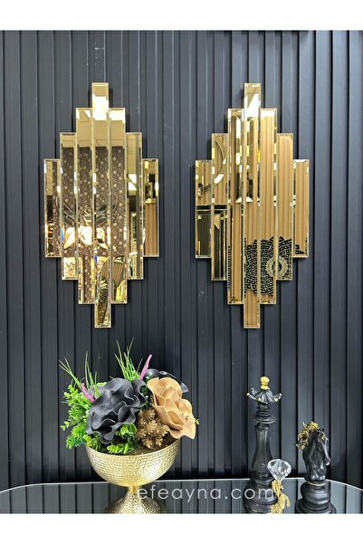 Efe Ayna RİTMİK MODEL GOLD AYNA 2'Lİ SET (35x75cm x 2 adet)