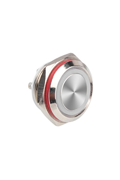 WDELE WD16C1-Pin-P1-E 16mm Düz Yaylı Işıklı Metal Buton - Beyaz