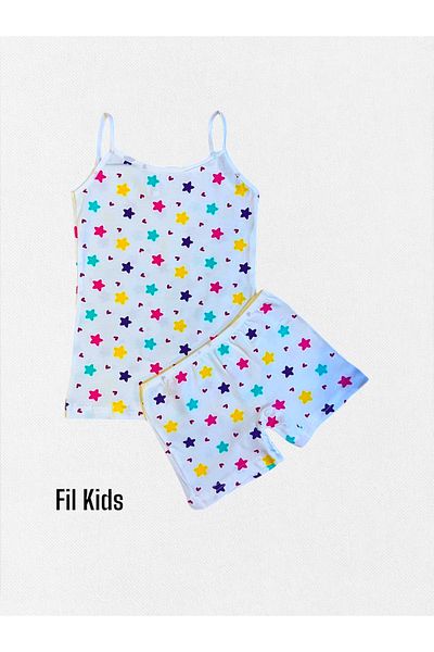 elmas kids Κοριτσίστικο 100% βαμβακερό σετ μπόξερ με λευκά και πολύχρωμα αστέρια