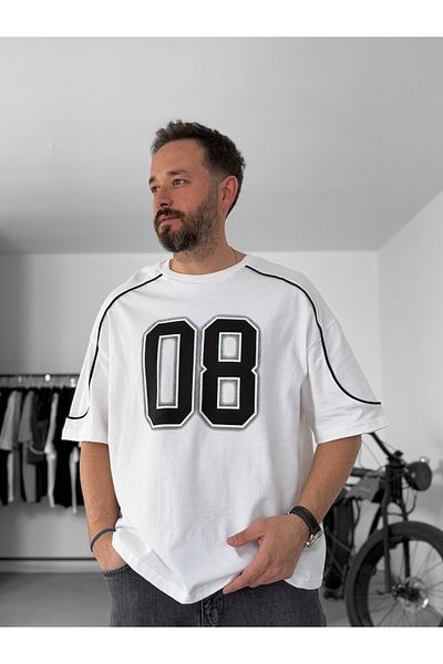 BYBASICMAN White 08 Printed Oversize T-Shirt C-061