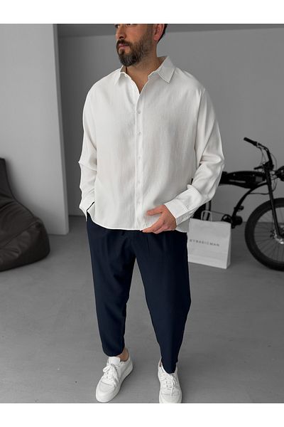 BYBASICMAN White Basic Long Sleeve Shirt Jj-184