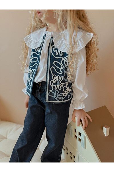 GÜL Baby Set de 3 piese pentru fete, cu modele etnice, pantaloni, vestă