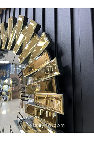 Efe Ayna PİYANO-GOLD AYNA DUVAR SAATİ-83cm