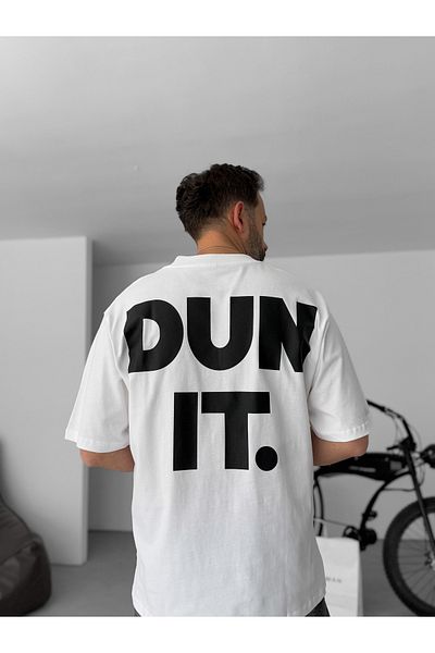 BYBASICMAN White Dun It Printed Oversize T-Shirt C-060
