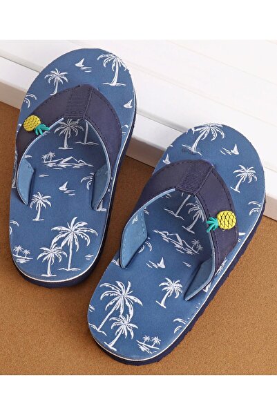 Cute Walk by Babyhug Cute Walk by Babyhug Slip On Style Palm Tree Graphics & Pineapple Applique Flip Flops - Blue