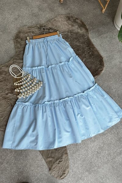 Poliyance Beryl Light Blue Layered Skirt