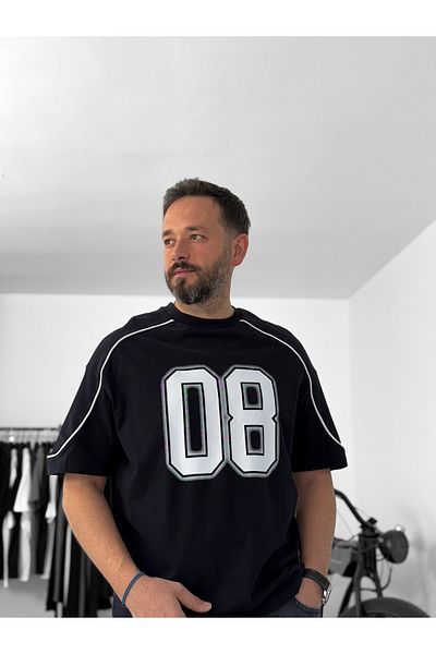 BYBASICMAN Black 08 Printed Oversize T-Shirt C-061