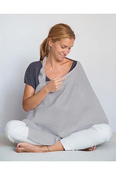 DEUX LAPINS Cotton Gray 100% Cotton Muslin Breastfeeding Bib