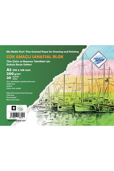 art liva Art Painting Notebook Textured Multi Technical A5 200gr 20yp