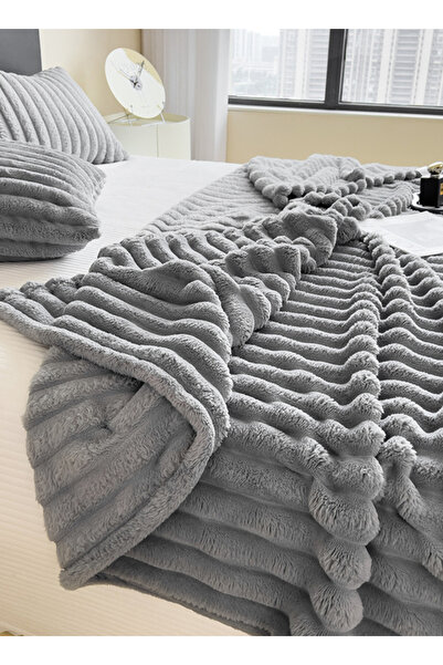 sharpdo Light Luxury Short-Pile Rabbit Fur Thickened Blanket, Suitable for Office Nap Blanket