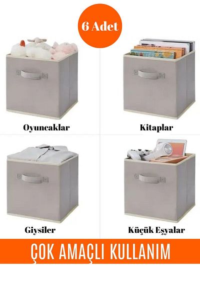Ekici home textile 6 Pieces - Wardrobe Laundry Toy Organizer Folding Storage Box 30X30X30Cm