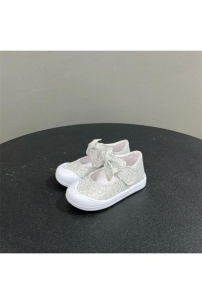 jadeer Sema Baby Girl Bow Glitter First Step Shoes Silver 19-23 Gb123