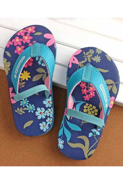 Cute Walk by Babyhug Cute Walk by Babyhug Back Strap Slip On Flip Flops with Floral Design - Blue