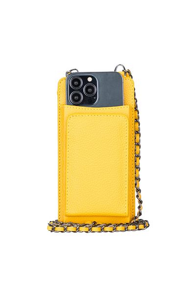 PLM Reina 6.9 Inch Compatible Leather Case with Wallet Strap FL12 Yellow