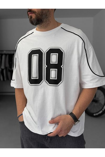 BYBASICMAN White 08 Printed Oversize T-Shirt C-061