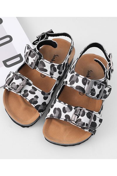 Mark & Mia Mark & Mia Leopard Print Sandals - White/Grey