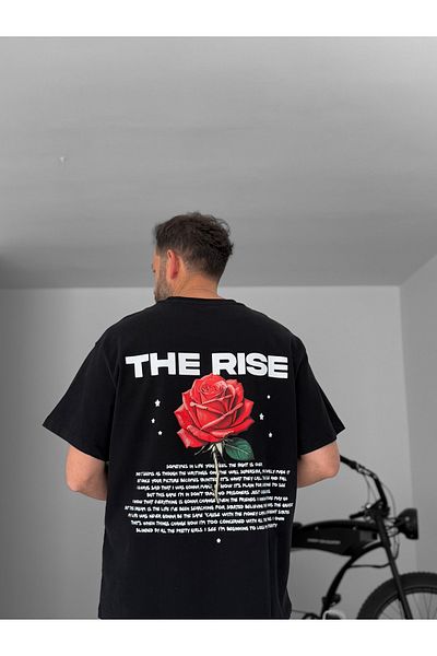 BYBASICMAN The Rise Printed Black Oversize T-Shirt - C-007
