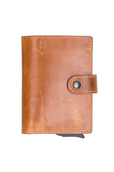 PLM Palermo V18 Mechanized Leather Wallet Card Holder - Tan