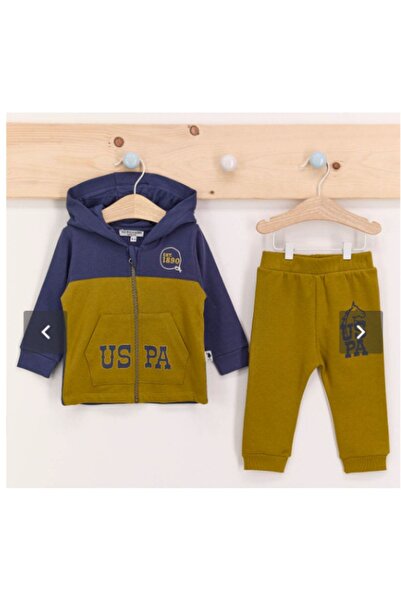 U.S. Polo Assn. طقم كارديجان للأطفال الرضع بأكمام طويلة مكون من قطعتين