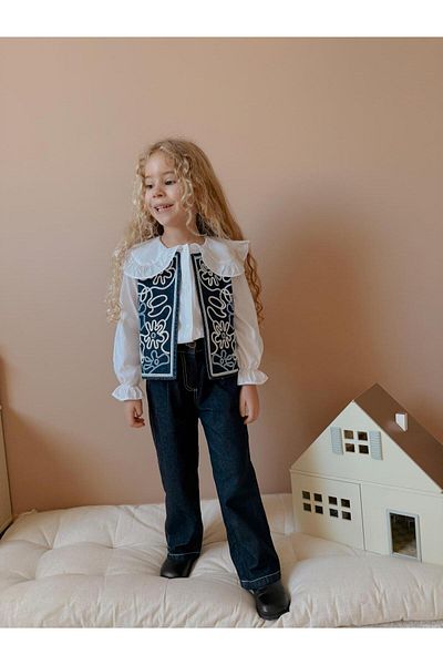 GÜL Baby Set de 3 piese pentru fete, cu modele etnice, pantaloni, vestă