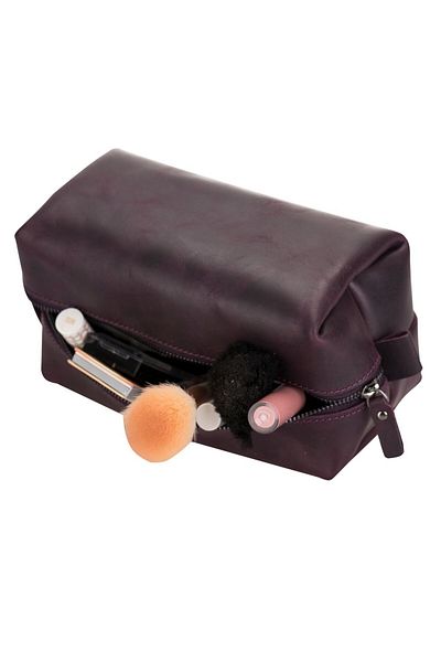 PLM Purple Leather Travel and Care Bag - Size X, Model Aa7