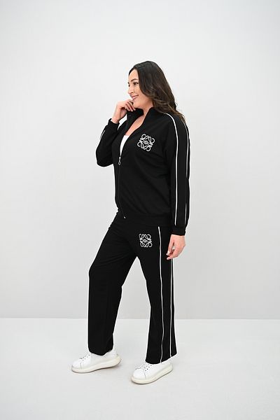 Koza Butik Дамски спортен костюм с бродерия и цип, големи размери, 8152-25-1