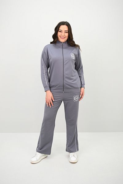 Koza Butik Дамски спортен костюм с бродерия и цип, големи размери, 8152-25-1