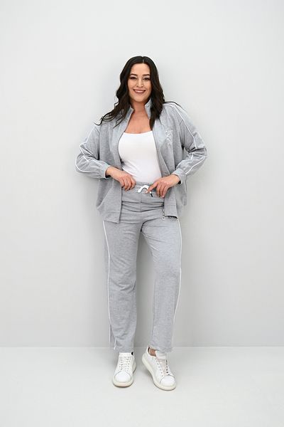 Koza Butik Дамски спортен костюм с бродерия и цип, големи размери, 8152-25-1